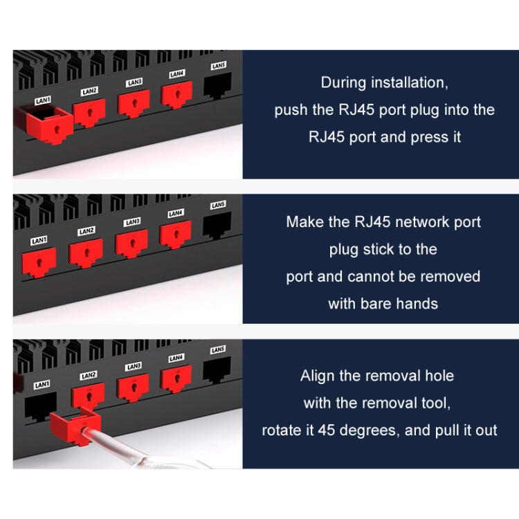 RJ45 Pport Anti-theft Lock Removable Dust Plug(Black 10 Plug+1 Key) - Anti-Dust Plugs by PMC TechLife | Online Shopping South Africa | PMC TechLife | Buy Now Pay Later Mobicred