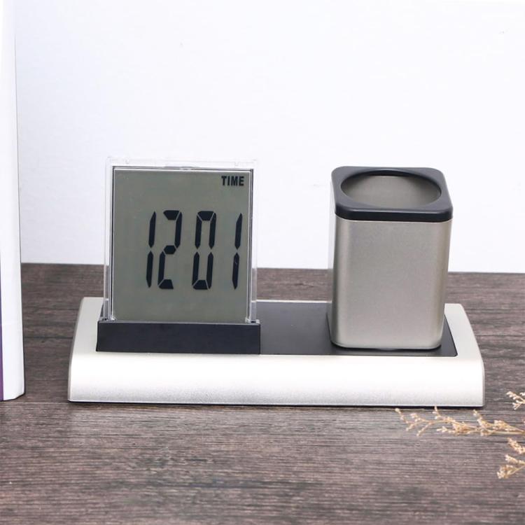 288A Multifunctional Colorful Calendar / Temperature Display LED Alarm Clock With Pen Holder(Silver) - Alarm Clocks by PMc TechLife | Online Shopping South Africa | PMc TechLife | Buy Now Pay Later Mobicred
