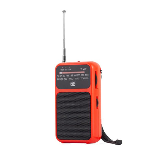 W-209 Mini Portable Rechargeable / Battery Dual-mode Powered Pointer FM Radio with Flashlight(Red) - Radio Player by PMC Jewellery | Online Shopping South Africa | PMC Jewellery | Buy Now Pay Later Mobicred