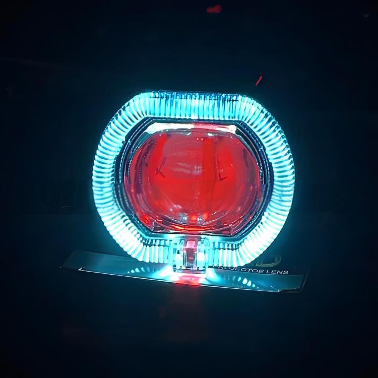 2.5 inch Motorcycle Electric Bike Car Universal Built-in LED Headlight Spot Lens Far and Near Spotlight, Style: Ice Blue Aperture+Red Devil Eye(Silver) - Headlights by PMC Jewellery | Online Shopping South Africa | PMC Jewellery | Buy Now Pay Later Mobicred