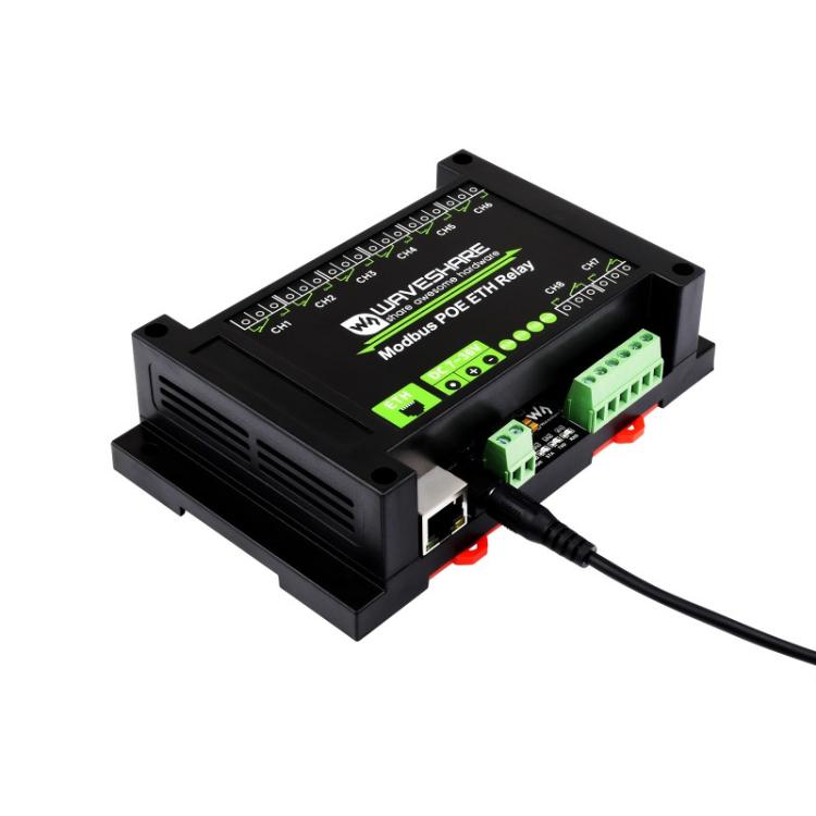 Waveshare 24964 Industrial 8-ch Ethernet Relay Module, PoE Port Communication(Modbus POE ETH Relay) - Relay Module by Waveshare | Online Shopping South Africa | PMC TechLife | Buy Now Pay Later Mobicred