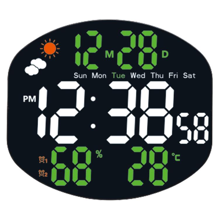 Digital Wall Clock Weather Station Forecast TEMP Humidity 2 Alarm Table Clock With Remote Control(Green+White) - Wall Clock by PMc TechLife | Online Shopping South Africa | PMc TechLife | Buy Now Pay Later Mobicred