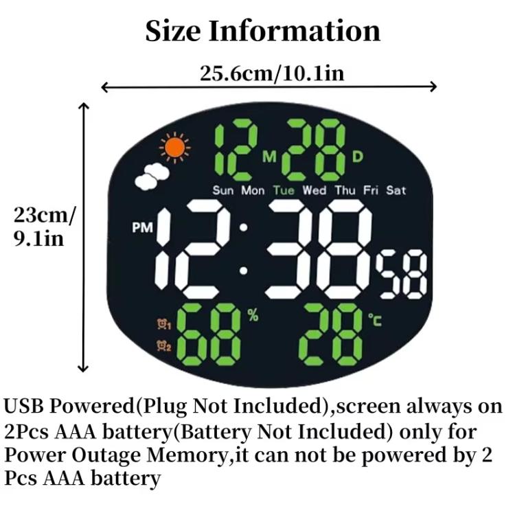 Digital Wall Clock Weather Station Forecast TEMP Humidity 2 Alarm Table Clock With Remote Control(Green+White) - Wall Clock by PMc TechLife | Online Shopping South Africa | PMc TechLife | Buy Now Pay Later Mobicred