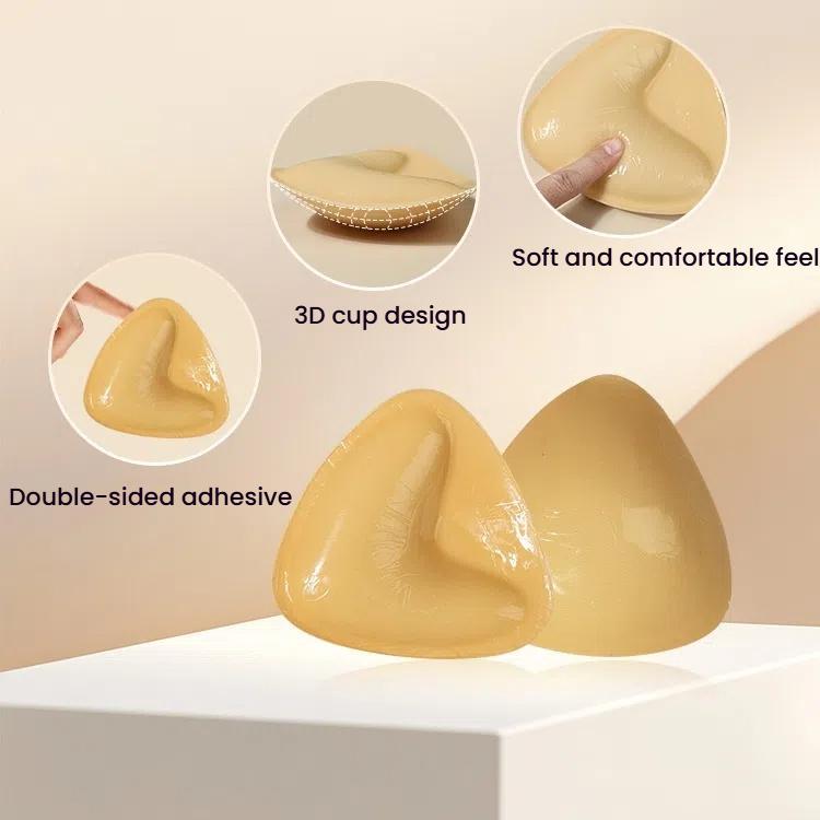 Double-Sided Silicone Thickened Inserts Gather Triangle Breast Pads, Size: XL/D(White Skin Color With Orange Box) - free shipping - PMC TechLife - Order now!