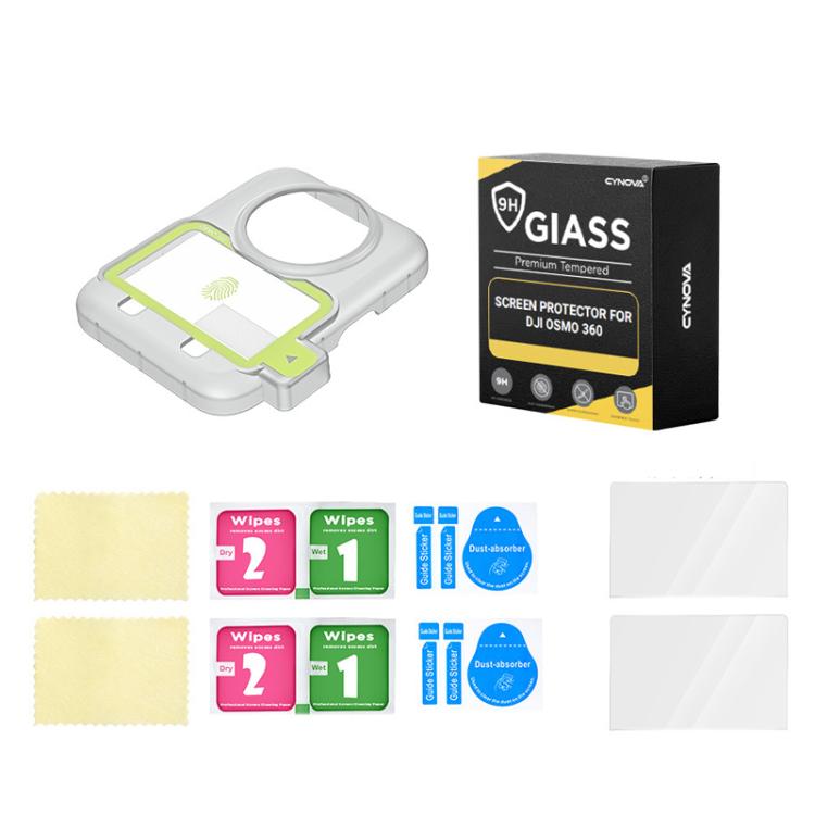 For DJI Osmo 360 CYNOVA Tempered Glass Screen Protector Kit Auto-Align Installation Frame - free shipping - PMC TechLife - Order now!