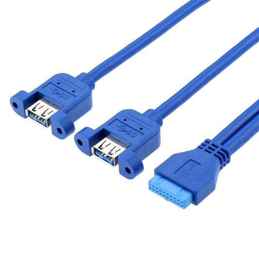 50CM USB3.0 Data Cable Motherboard 20p To Dual Usb3.0 Baffle Line With Ear - USB 3.0 by PMC Jewellery | Online Shopping South Africa | PMC Jewellery