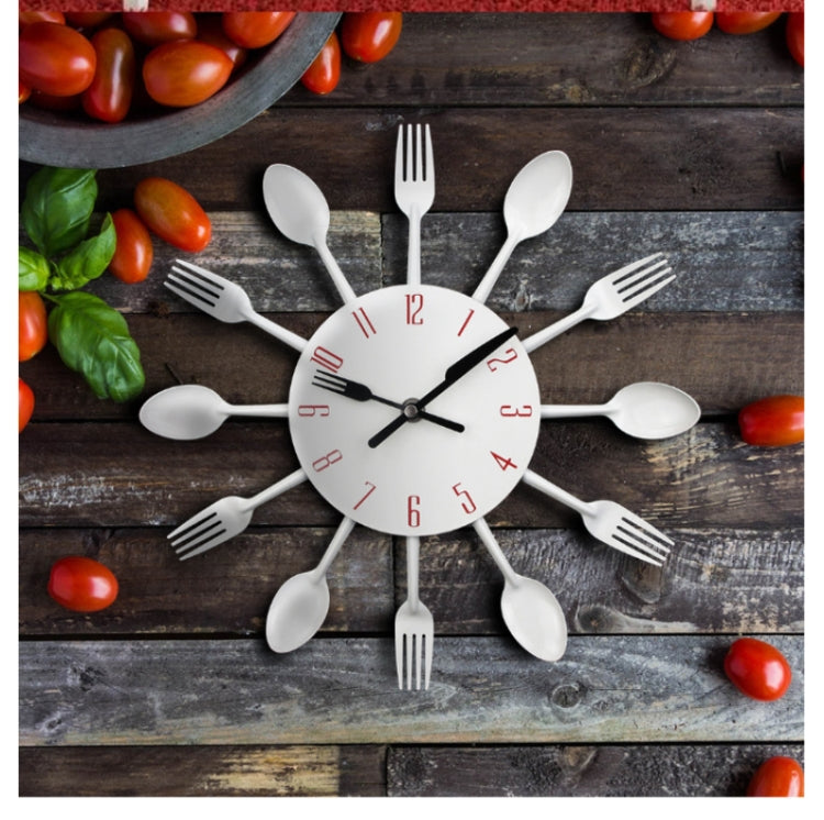 Cutlery Metal Kitchen Wall Clock Spoon Fork Creative Quartz Wall Mounted Clocks Modern Design Decorative Horloge Green - Wall Clock by PMc TechLife | Online Shopping South Africa | PMc TechLife | Buy Now Pay Later Mobicred