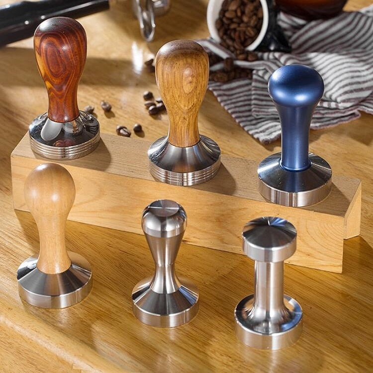 Stainless Steel Solid Wood Handle Integrated Coffee Powder, Specification:58mm, Color:Rosewood Handle - free shipping - PMC TechLife - Order now!