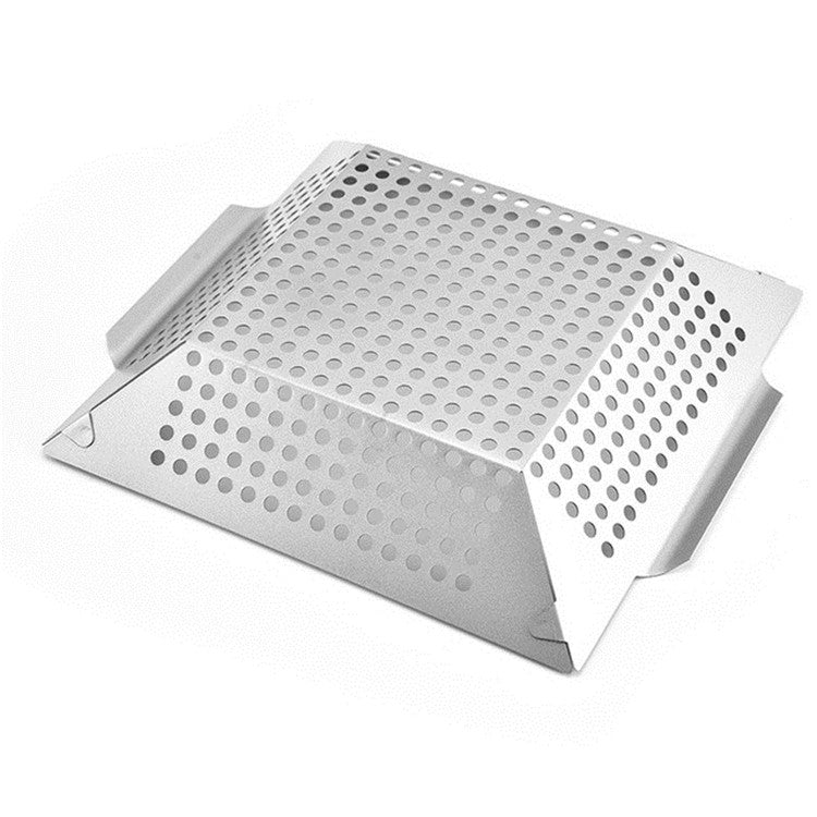 Stainless Steel Square Grill Leak Tray With Hole Grill Tray Outdoor Grill Tool BBQ Vegetables 12 inch Grill Tray - Cookwares & Tablewares by PMC Jewellery | Online Shopping South Africa | PMC Jewellery