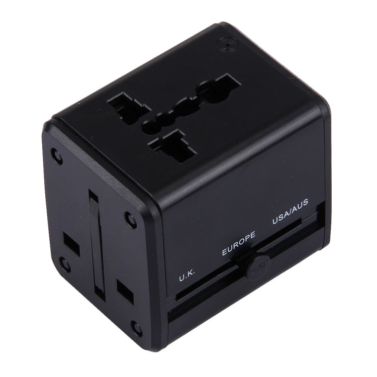 World-Wide Universal Travel Concealable Plugs Adapter with & Built-in Dual USB Ports Charger for US, UK, AU, EU(Black) - Plug Adaptor by PMC Jewellery | Online Shopping South Africa | PMC Jewellery | Buy Now Pay Later Mobicred