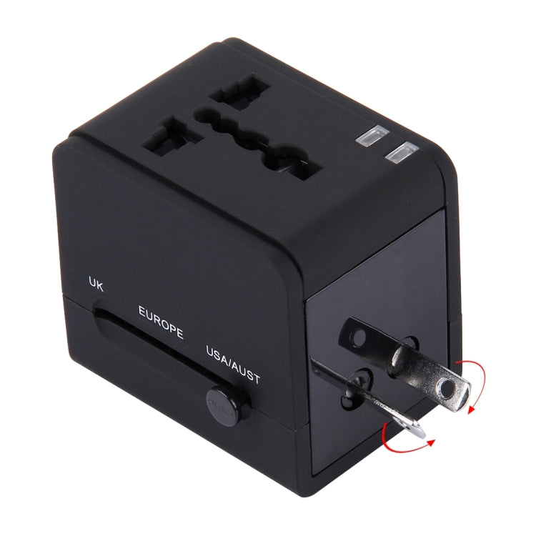 5V 2.1A Dual USB Power Socket Charger Adapter, UK / EU / US / AU Plug(Black) - Plug Adaptor by PMC TechLife | Online Shopping South Africa | PMC TechLife | Buy Now Pay Later Mobicred