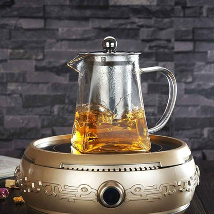 Stainless Steel Clear Heat Resistant Glass Filter Tea Pot, Capacity: 950ml - Teapots by PMC Jewellery | Online Shopping South Africa | PMC Jewellery