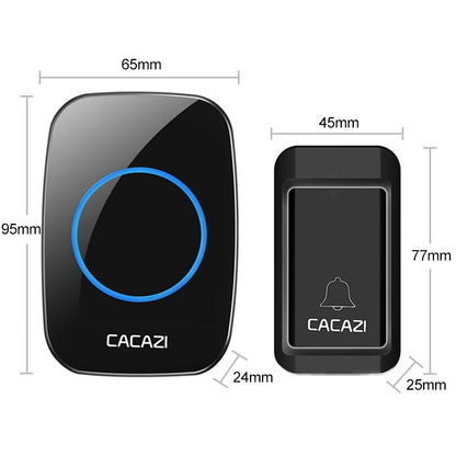 CACAZI A10G One Button Three Receivers Self-Powered Wireless Home Cordless Bell, US Plug(Black) - Wireless Doorbell by CACAZI | Online Shopping South Africa | PMC Jewellery