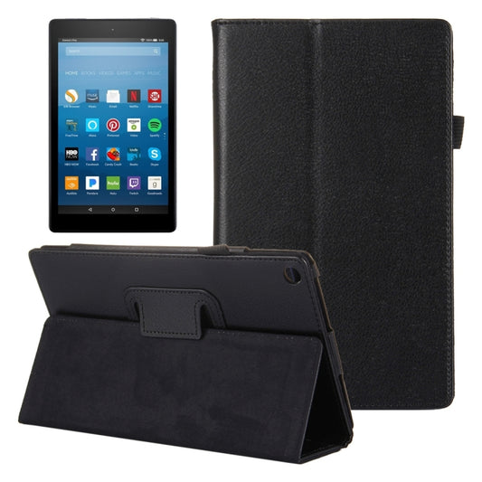 For Amazon Kindle Fire HD8 (2017) Litchi Texture Horizontal Flip Leather Case with Holder(Black) - Amazon by PMC Jewellery | Online Shopping South Africa | PMC Jewellery