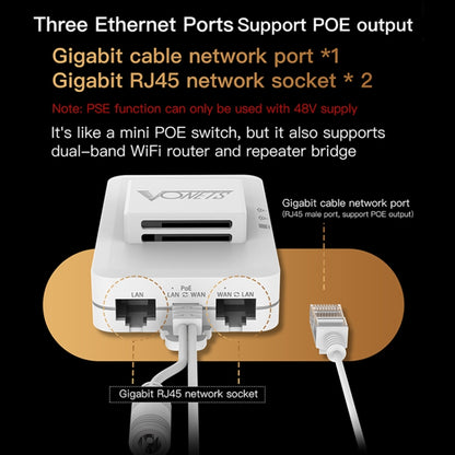 VONETS VAR1200-L 1200Mbps Wireless Bridge Built-in Antenna Dual-Band WiFi Repeater, With DC Adapter Set - Wireless Routers by VONETS | Online Shopping South Africa | PMC Jewellery | Buy Now Pay Later Mobicred