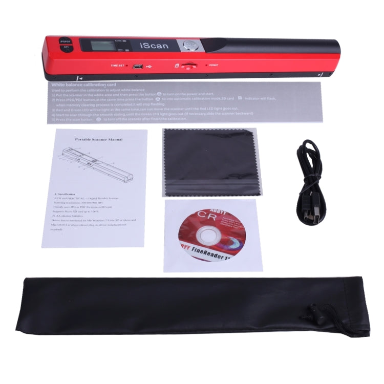 iScan01 Mobile Document Handheld Scanner with LED Display, A4 Contact Image Sensor(Red) - Portable Scanner by PMC Jewellery | Online Shopping South Africa | PMC Jewellery | Buy Now Pay Later Mobicred