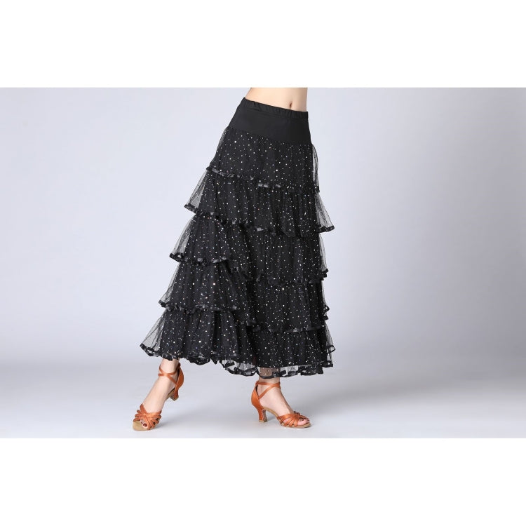 Sequin Swing Modern Dance Long Skirt Competition Costume (Color:Black Size:Free Size) - Skirt & Short Skirt by PMC Jewellery | Online Shopping South Africa | PMC Jewellery