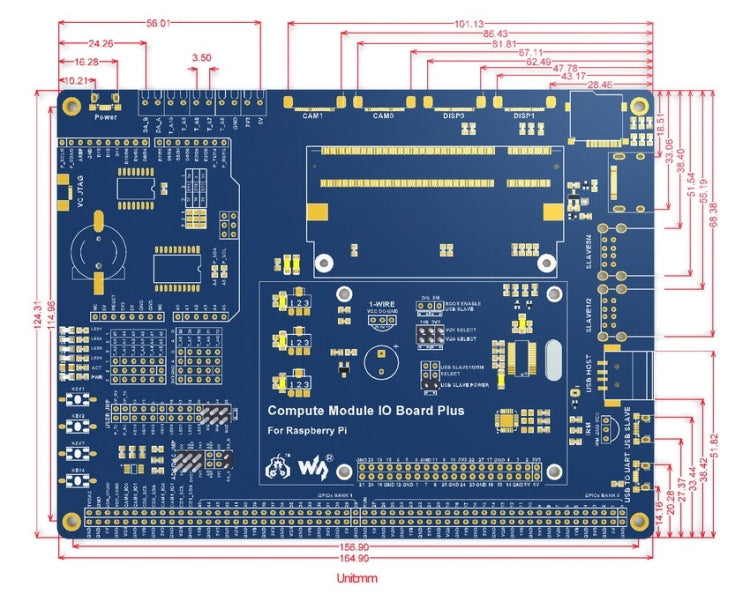 Waveshare Compute Module IO Board Plus for Raspberry Pi CM3 / CM3L / CM3+ / CM3+L - LCD & LED Display Module by PMC Jewellery | Online Shopping South Africa | PMC Jewellery | Buy Now Pay Later Mobicred