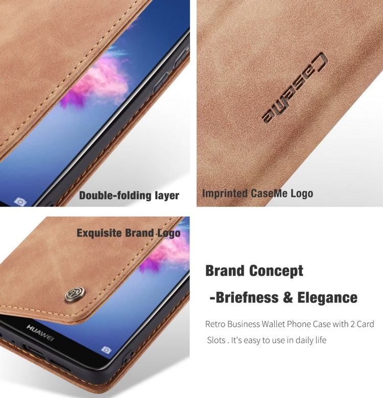 CaseMe Multifunctional Retro Frosted Horizontal Flip Leather Case for Huawei P Smart / Enjoy 7S /  Honor 9 Lite, with Card Slots & Holder & Wallet(Coffee) - Honor Cases by CaseMe | Online Shopping South Africa | PMC Jewellery | Buy Now Pay Later Mobicred