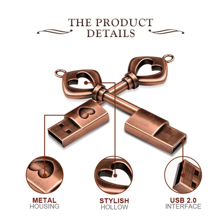 MicroDrive 4GB USB 2.0 Copper Love Key U Disk - USB Flash Drives by MicroDrive | Online Shopping South Africa | PMC Jewellery