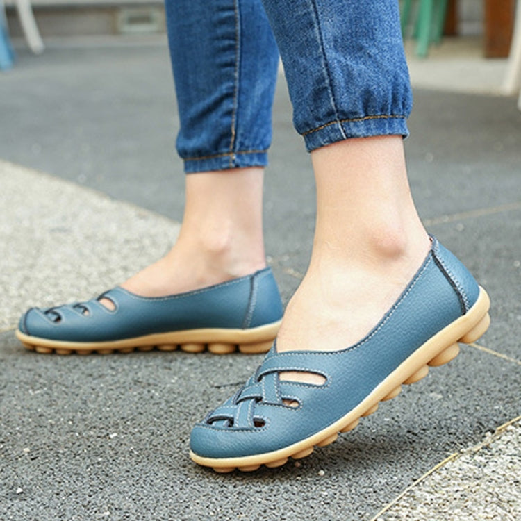 Hollow Woven Casual Nurse Shoes Cover Foot Peas Shoes for Women (Color:Blue Size:39) - Casual Shoes by PMC Jewellery | Online Shopping South Africa | PMC Jewellery