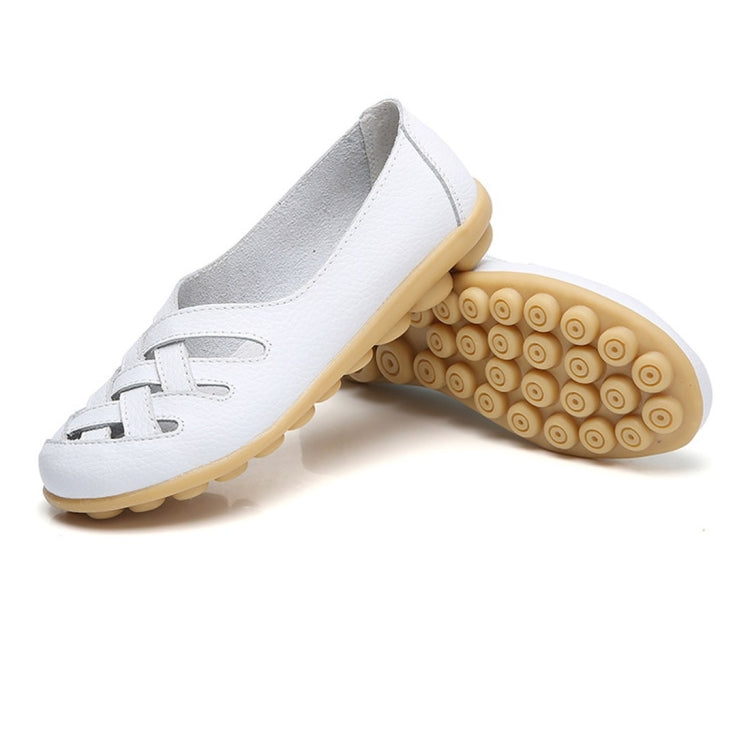 Hollow Woven Casual Nurse Shoes Cover Foot Peas Shoes for Women (Color:White Size:36) - Casual Shoes by PMC Jewellery | Online Shopping South Africa | PMC Jewellery