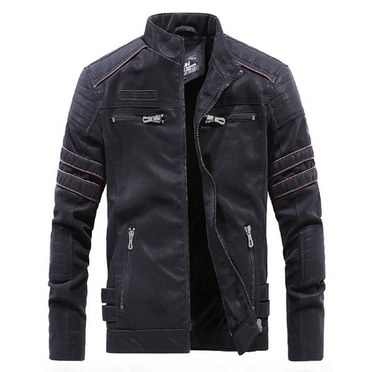 Men Casual Leather Jacket Coat (Color:Black Size:M) - Loose Coat by PMC Jewellery | Online Shopping South Africa | PMC Jewellery