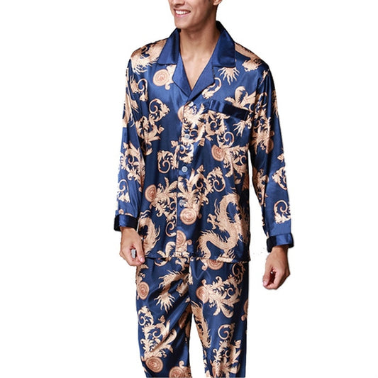Men Long Sleeve Pajamas Set (Color:Blue Size:L) - Men Underwear by PMC Jewellery | Online Shopping South Africa | PMC Jewellery
