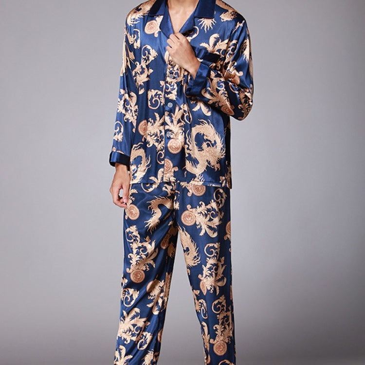 Men Long Sleeve Pajamas Set (Color:Blue Size:L) - Men Underwear by PMC Jewellery | Online Shopping South Africa | PMC Jewellery