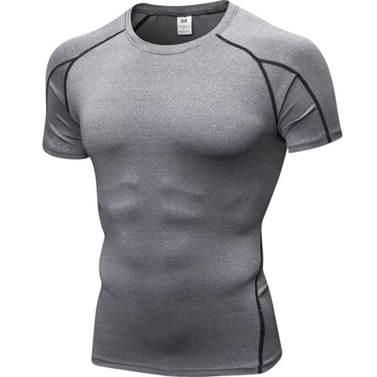 Fitness Running Training Suit Stretch Quick Dry Tight Short Sleeve T-shirt (Color:Grey Size:XL) - Athletic Wear by PMC Jewellery | Online Shopping South Africa | PMC Jewellery