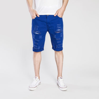 Summer Casual Ripped Denim Shorts for Men (Color:Sapphire Blue Size:L) - Pants by PMC Jewellery | Online Shopping South Africa | PMC Jewellery
