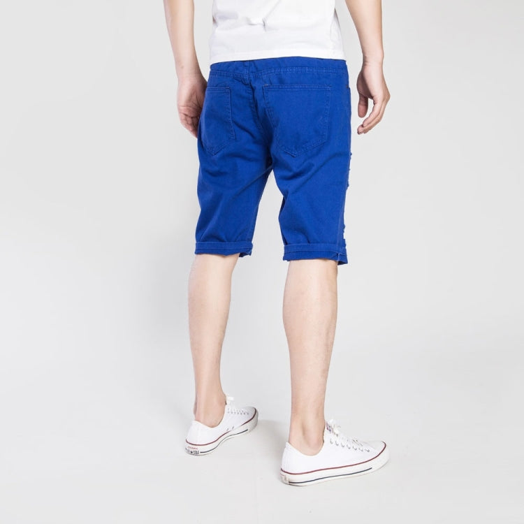 Summer Casual Ripped Denim Shorts for Men (Color:Sapphire Blue Size:L) - Pants by PMC Jewellery | Online Shopping South Africa | PMC Jewellery