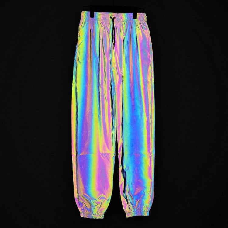 Spring And Autumn Fashion Colorful Reflective Pants Loose Slim-fit Pants For Men (Color:Black Size:M) - Pants by PMC Jewellery | Online Shopping South Africa | PMC Jewellery