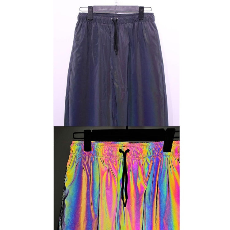 Spring And Autumn Fashion Colorful Reflective Pants Loose Slim-fit Pants For Men (Color:Black Size:M) - Pants by PMC Jewellery | Online Shopping South Africa | PMC Jewellery