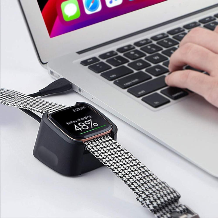 For Fitbit Versa 2 Charger Charging Dock Base Stand Holder with 1m Charging Cable(Black) - Charger by PMC TechLife | Online Shopping South Africa | PMC TechLife | Buy Now Pay Later Mobicred