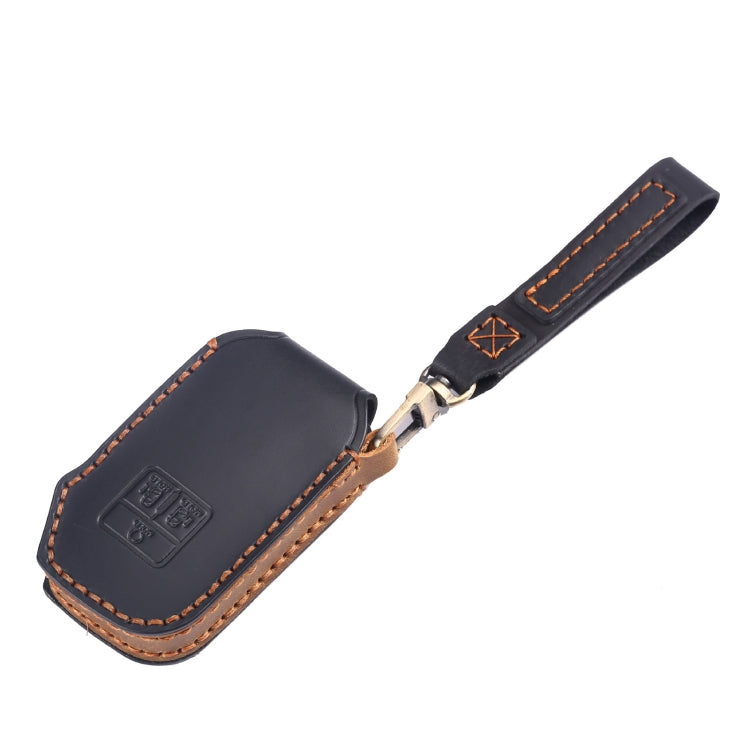 For KIA Carnival EX / SX Hallmo Car Cowhide Leather Key Protective Cover Key Case(Black) - Car Key Cases by Hallmo | Online Shopping South Africa | PMC Jewellery | Buy Now Pay Later Mobicred