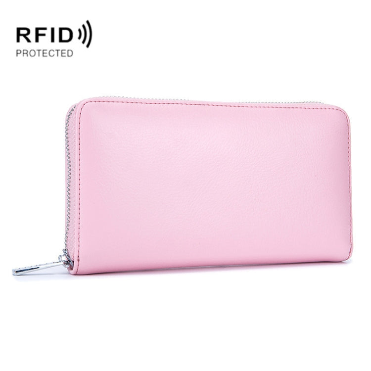 Two-Layer Cowhide Leather Organ Card Holder Multiple-Card RFID Anti-Theft Wallet Bag(Pink) - Antimagnetic RFID Package by PMC Jewellery | Online Shopping South Africa | PMC Jewellery | Buy Now Pay Later Mobicred