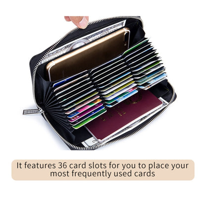 Two-Layer Cowhide Leather Organ Card Holder Multiple-Card RFID Anti-Theft Wallet Bag(Pink) - Antimagnetic RFID Package by PMC Jewellery | Online Shopping South Africa | PMC Jewellery | Buy Now Pay Later Mobicred