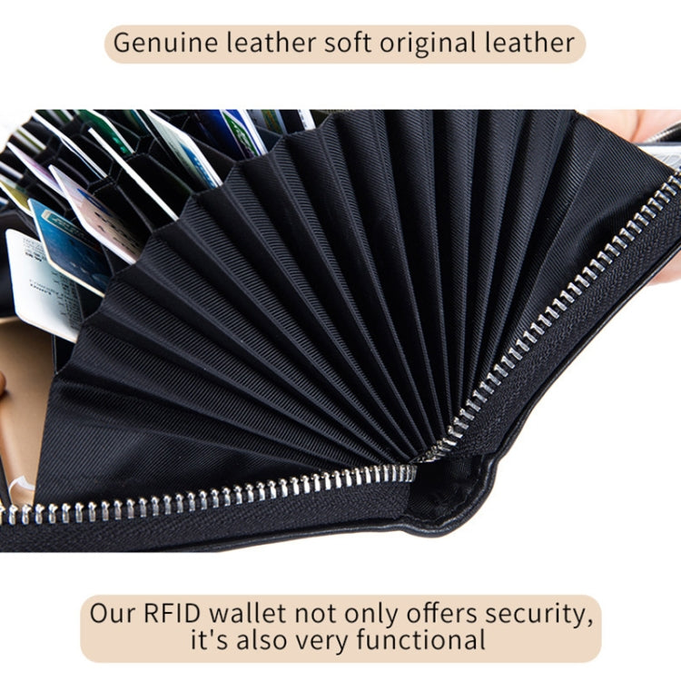 Two-Layer Cowhide Leather Organ Card Holder Multiple-Card RFID Anti-Theft Wallet Bag(Pink) - Antimagnetic RFID Package by PMC Jewellery | Online Shopping South Africa | PMC Jewellery | Buy Now Pay Later Mobicred