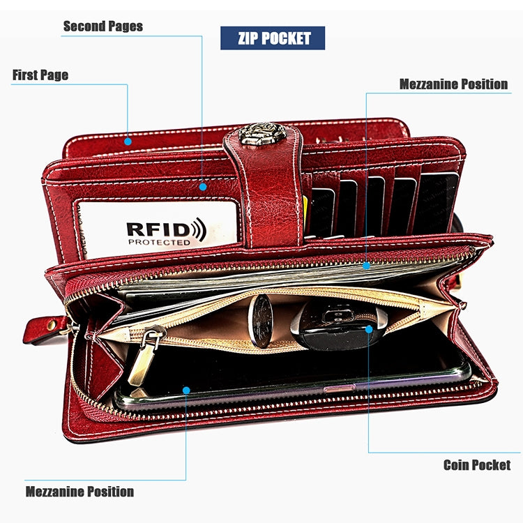 3556 Large Capacity Long Multi-function Anti-magnetic RFID Wallet Clutch for Ladies with Card Slots (Black) - Antimagnetic RFID Package by PMC TechLife | Online Shopping South Africa | PMC TechLife | Buy Now Pay Later Mobicred