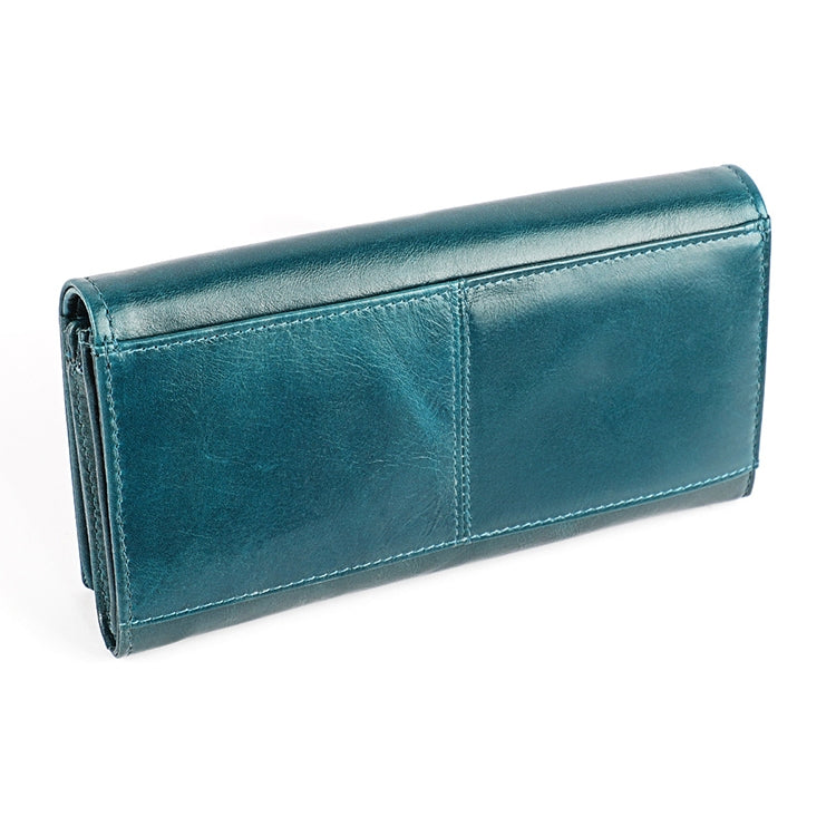 3559 Antimagnetic RFID Multi-function Zipper Retro Top-grain Leather Lady Purse Wallet (Blue) - free shipping - PMC TechLife - Order now!