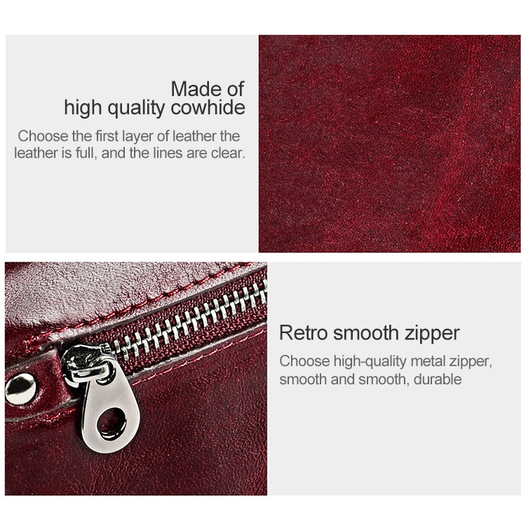 3559 Antimagnetic RFID Multi-function Zipper Retro Top-grain Leather Lady Purse Wallet (Yellowish-brown) - Antimagnetic RFID Package by PMC TechLife | Online Shopping South Africa | PMC TechLife | Buy Now Pay Later Mobicred