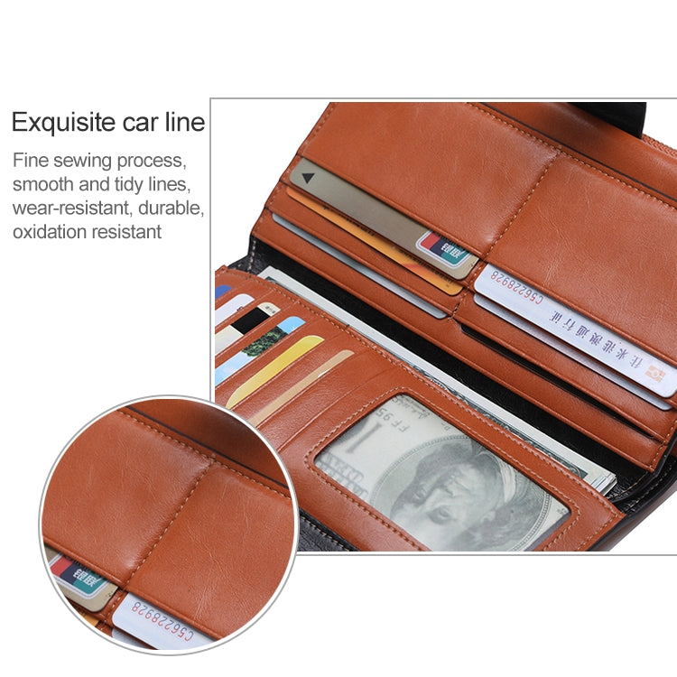 8236 Antimagnetic RFID Multi-function Oil Wax Leather Lady Wallet Large-capacity Purse (Yellow) - Antimagnetic RFID Package by PMC TechLife | Online Shopping South Africa | PMC TechLife | Buy Now Pay Later Mobicred