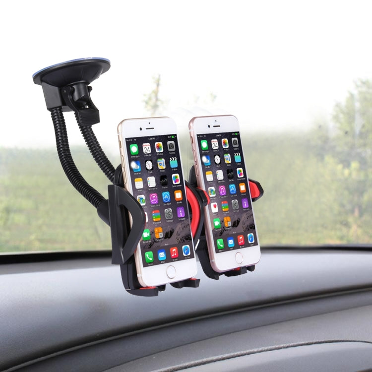 Suction Cup Couple Car Mount Holder Stand Suction Bracket with Adjustable Goose Neck for GPS & PDA & MP4, For iPhone, Samsung, Huawei, Xiaomi, HTC and Other Smartphones(Red) - Car Holders by PMC Jewellery | Online Shopping South Africa | PMC Jewellery