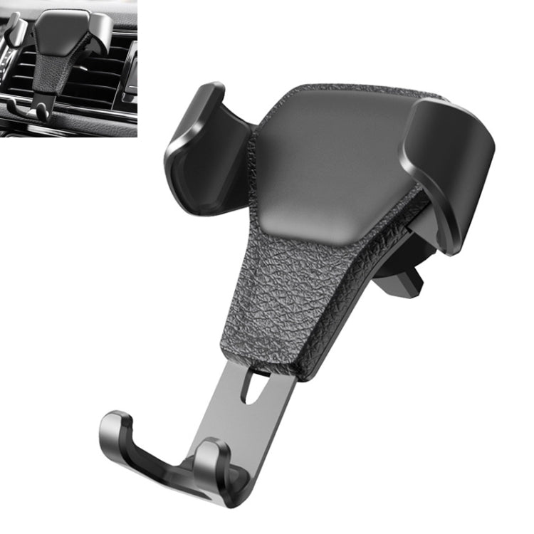 Litchi Texture Gravity Car Mount Phone Holder (Black) - Car Holders by PMC Jewellery | Online Shopping South Africa | PMC Jewellery