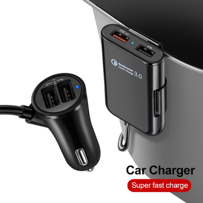 HMQ-C801 1.8m 8A Max 4 Ports USB Car Charger with Extending USB HUB for Front & Back Seat Charging (Black) - Car Charger by PMC Jewellery | Online Shopping South Africa | PMC Jewellery