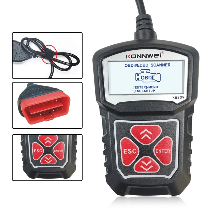 KONNWEI KW309 V309 V310 MS309 Code Reader OBD2 Scanner Diagnostic Tool(Black) - Code Readers & Scan Tools by KONNWEI | Online Shopping South Africa | PMC TechLife | Buy Now Pay Later Mobicred