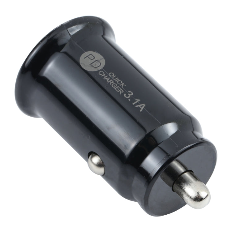 TE-339PD 3.1A PD USB-C / Type-C + USB Interface Mini Fast Charging Car Charger(Black) - Car Charger by PMC TechLife | Online Shopping South Africa | PMC TechLife