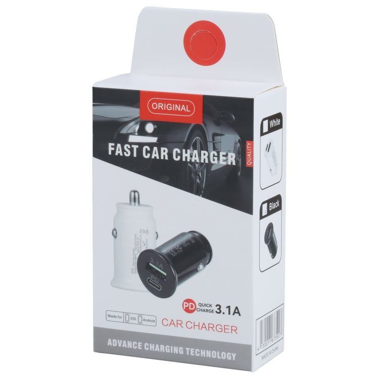 TE-339PD 3.1A PD USB-C / Type-C + USB Interface Mini Fast Charging Car Charger(White) - Car Charger by PMC TechLife | Online Shopping South Africa | PMC TechLife