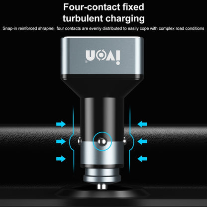 IVON CC43 45W PD 3.0 Dual USB-C / Type-C + QC 3.0 USB Port Square Car Charger - Car Charger by IVON | Online Shopping South Africa | PMC Jewellery